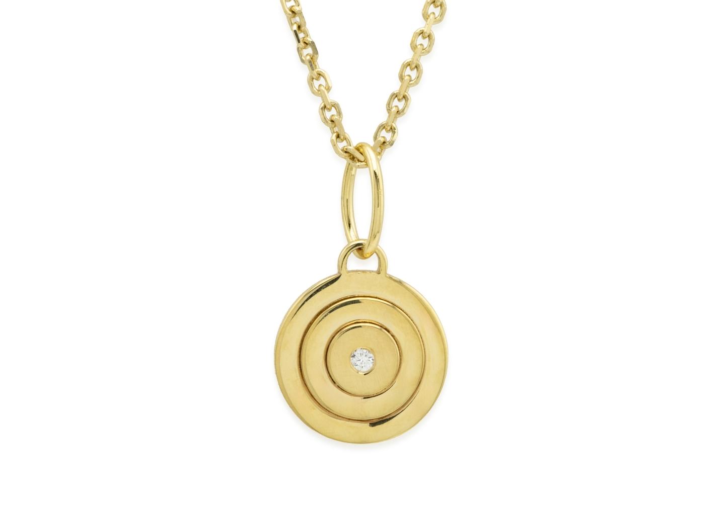 14K Diamond Disc Pendant