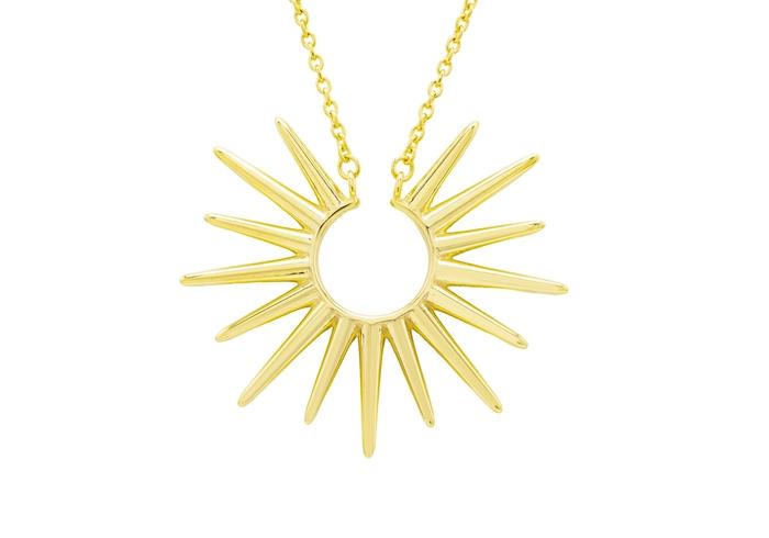 14K Sunburst Halo Pendant