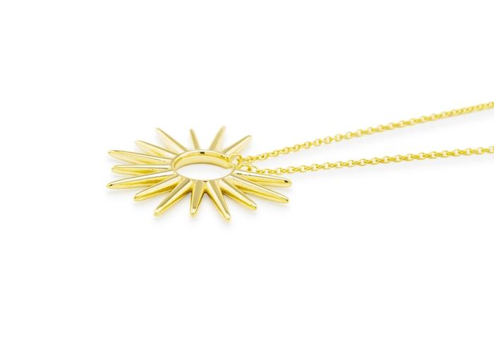 14K Sunburst Halo Pendant
