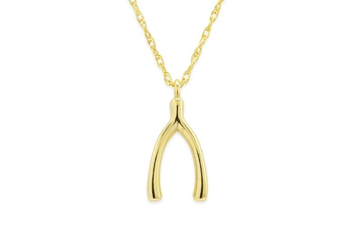 14K Dainty Wishbone Necklace
