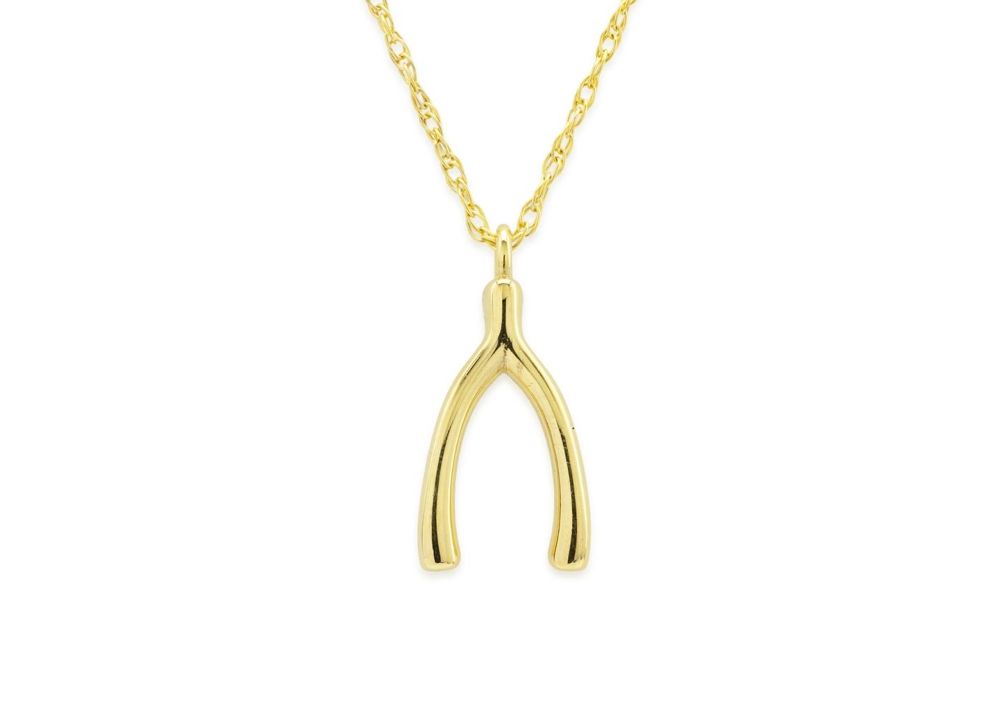 14K Dainty Wishbone Necklace