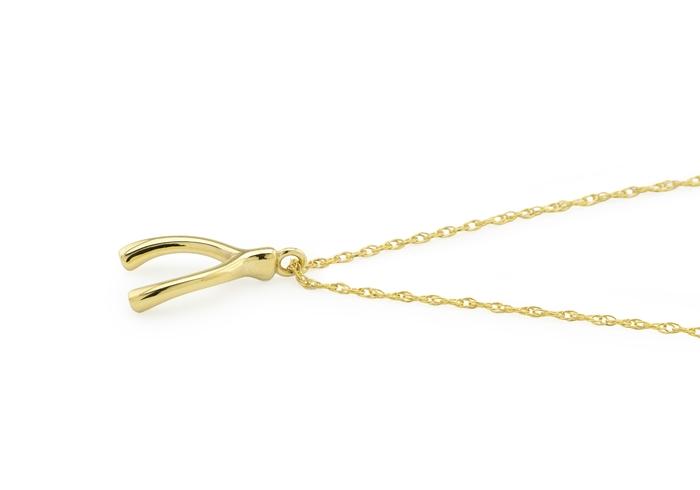 14K Dainty Wishbone Necklace