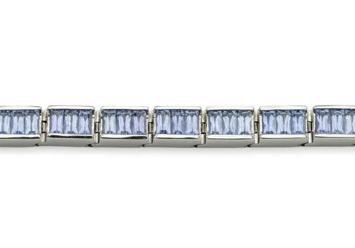 14K Baguette Cut Yogo Sapphire Tennis Bracelet