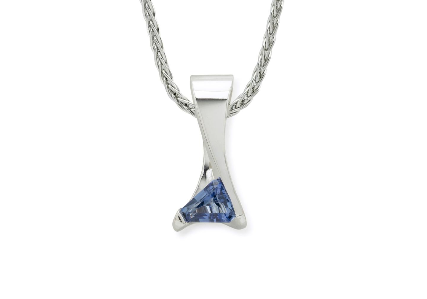 14K Geometric Yogo Sapphire Pendant