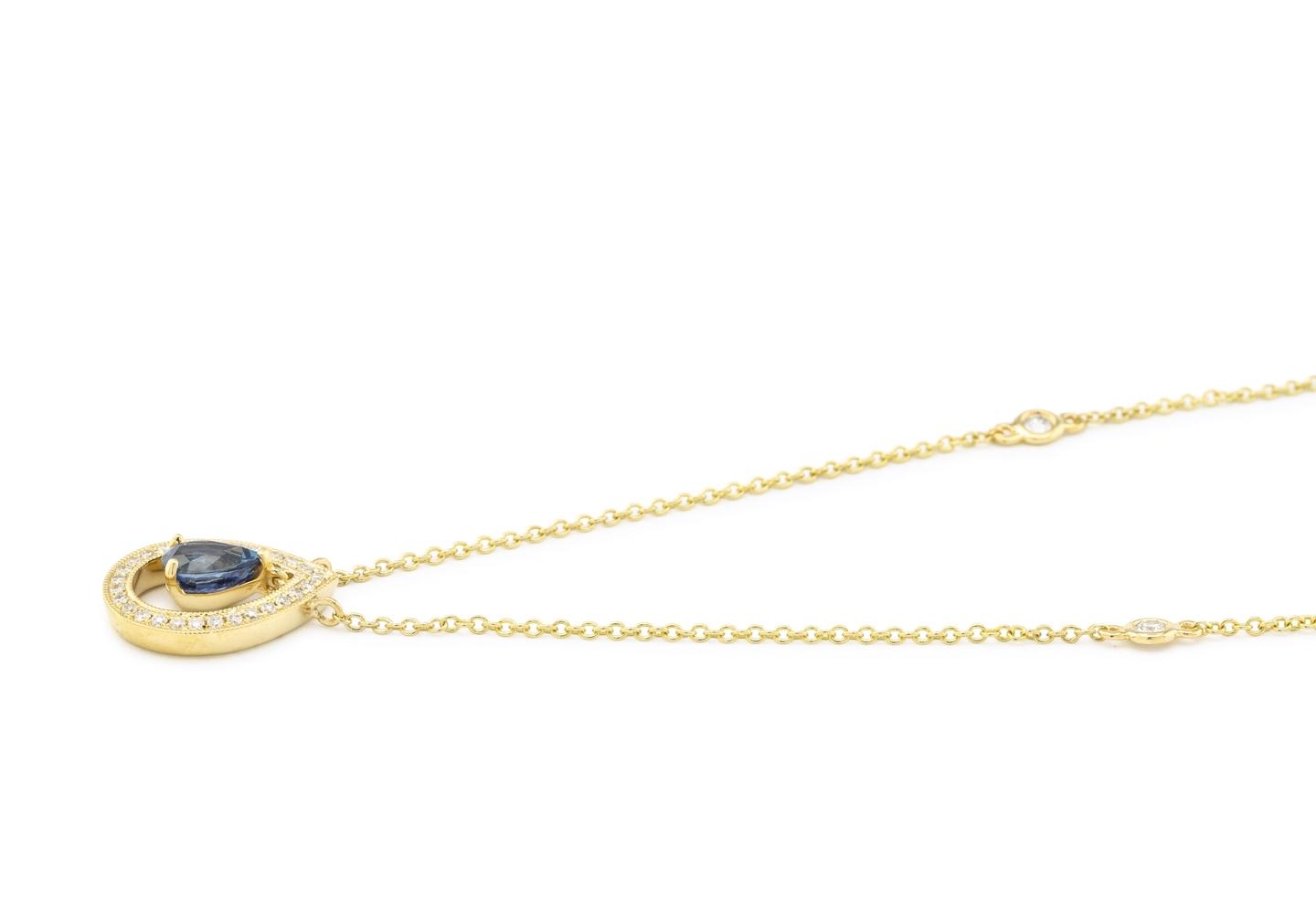 14K Yogo Sapphire & Diamond Station Necklace