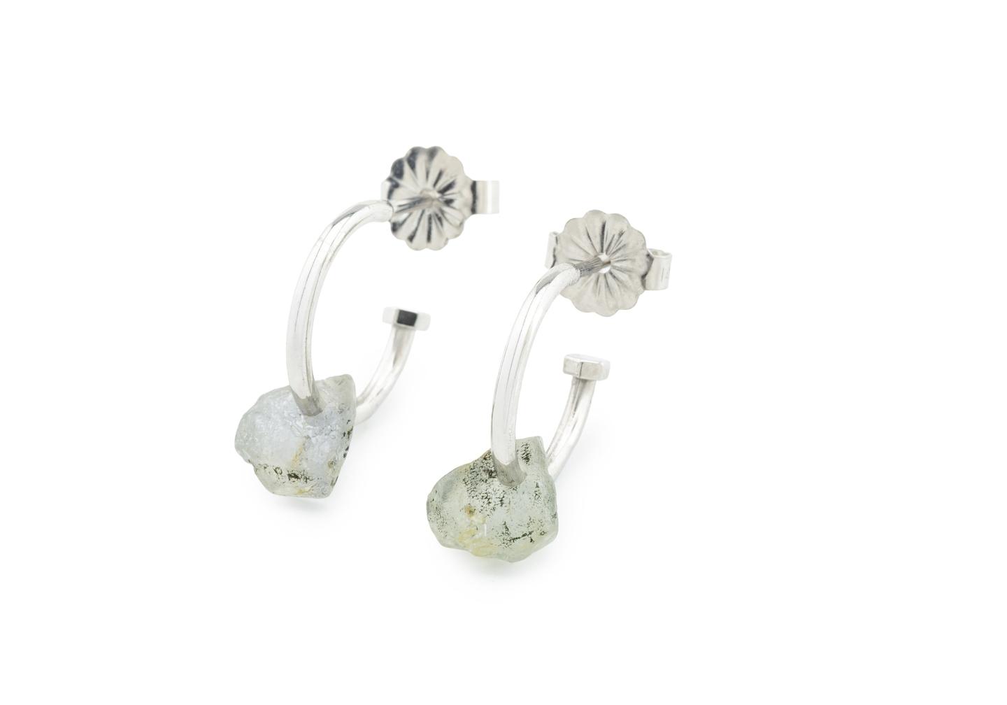 14K Rough Montana Sapphire Hoop Earrings