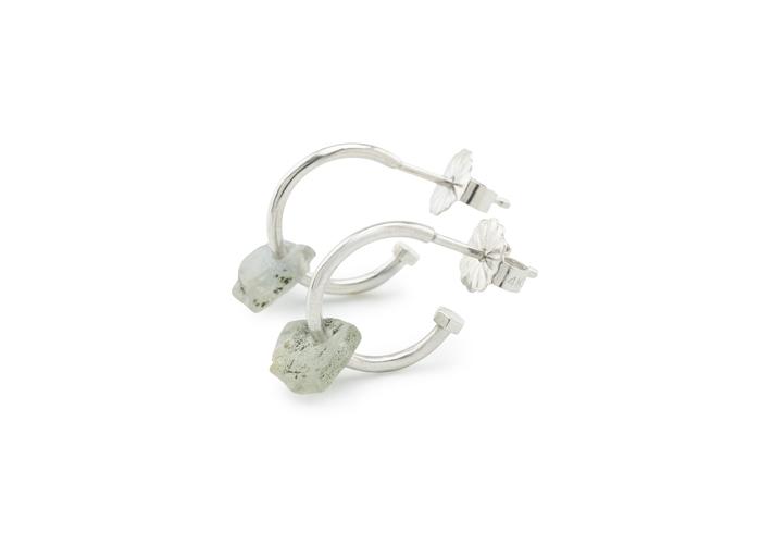 14K Rough Montana Sapphire Hoop Earrings