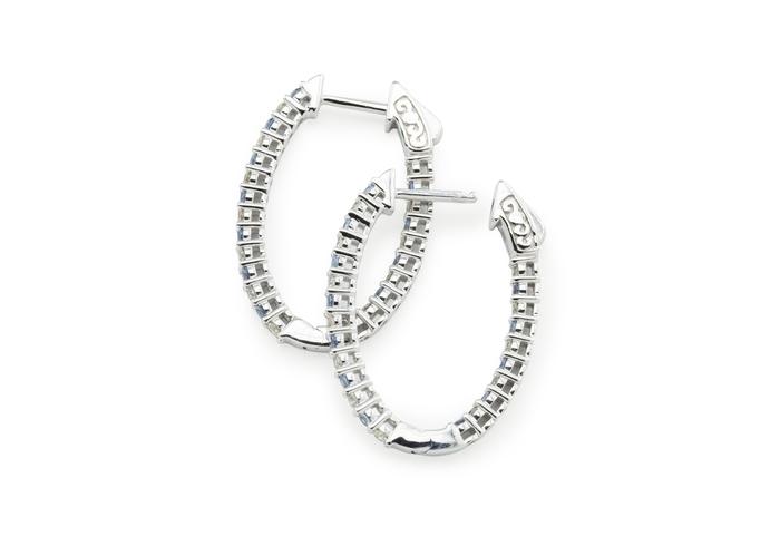 14K Inside-Out Large Yogo Sapphire and Diamond Hoops