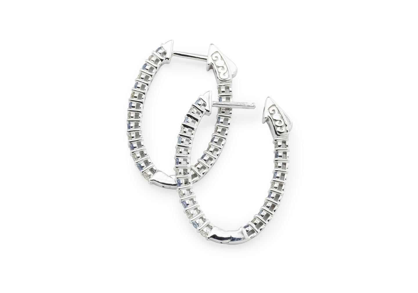 14K Inside-Out Large Yogo Sapphire and Diamond Hoops
