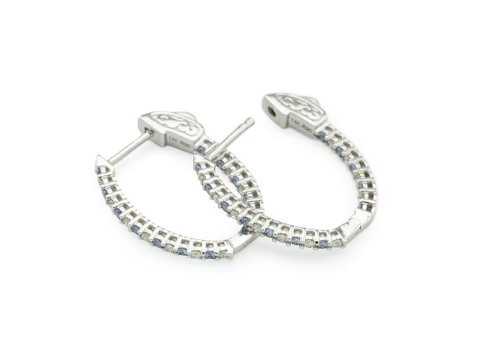 14K Inside-Out Medium Yogo Sapphire and Diamond Hoops