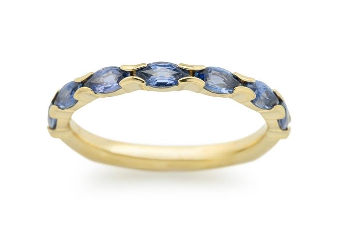 14K Marquise Cut Yogo Sapphire Half Eternity Band | Aurum Collection