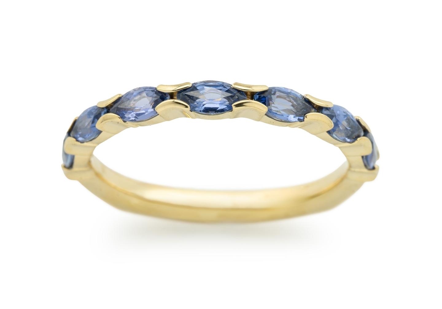 14K Marquise Cut Yogo Sapphire Half Eternity Band | Aurum Collection