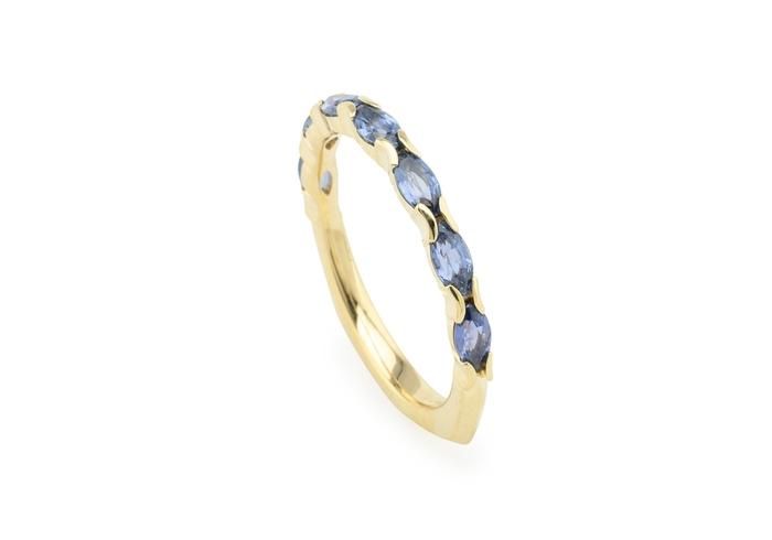 14K Marquise Cut Yogo Sapphire Half Eternity Band | Aurum Collection