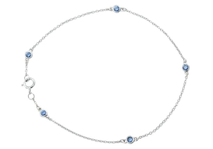 14K White Gold Yogo Sapphire Station Bracelet