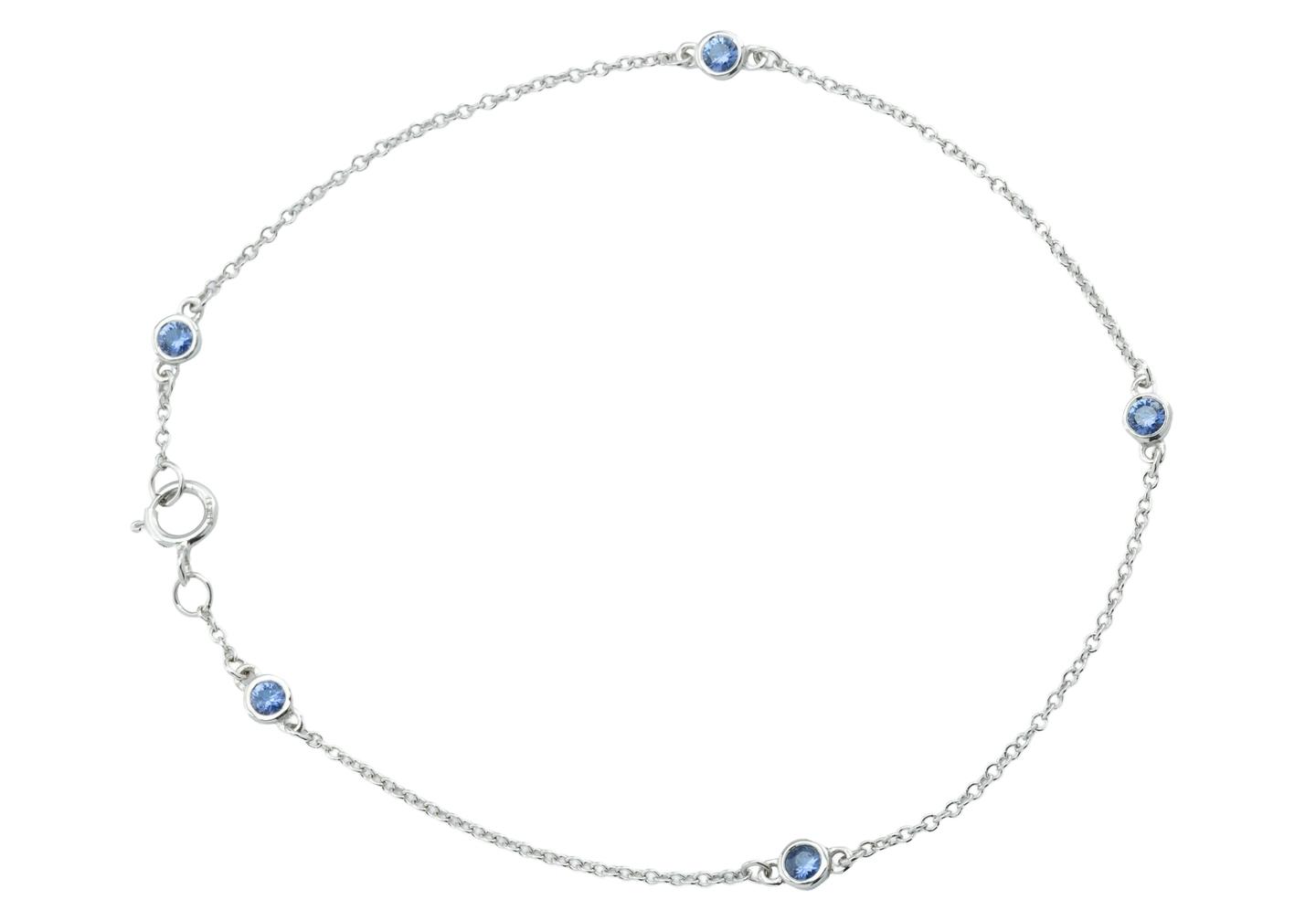 14K White Gold Yogo Sapphire Station Bracelet