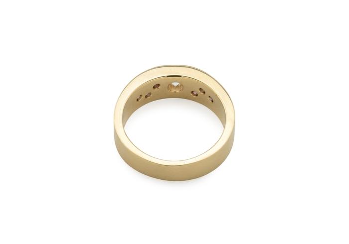 14K Diamond and Yogo Sapphire Satin Finish Band