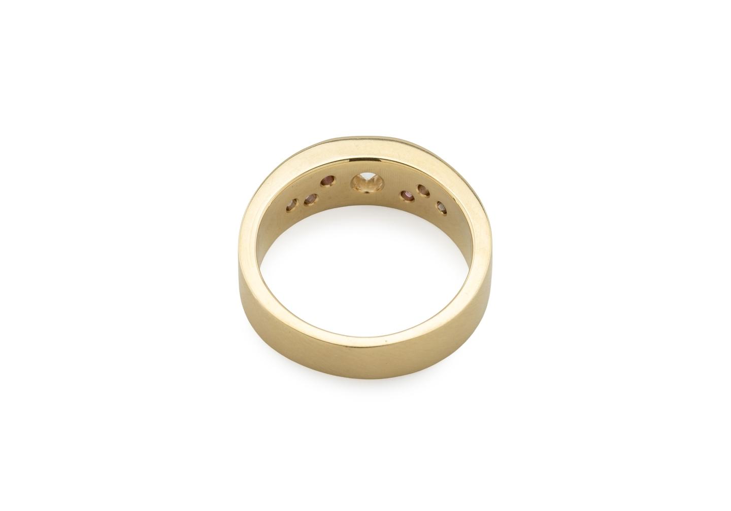 14K Diamond and Yogo Sapphire Satin Finish Band
