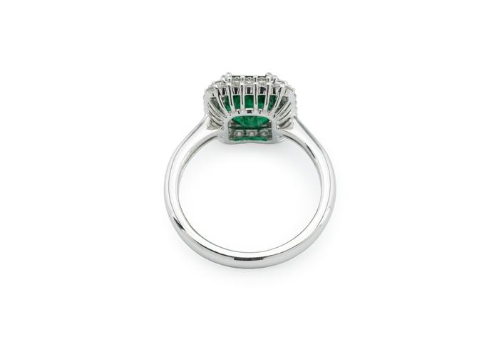 14K Emerald and Diamond Halo Cocktail Ring