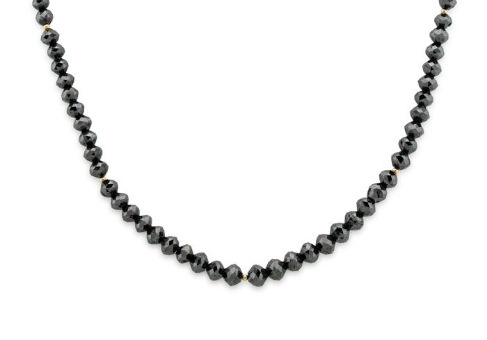 14K Black Diamond Faceted Bead Necklace