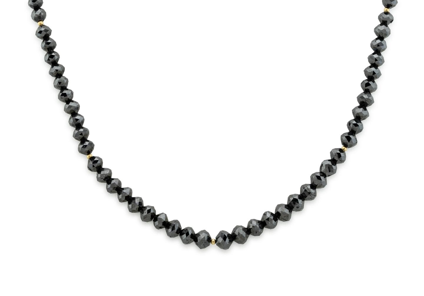 14K Black Diamond Faceted Bead Necklace