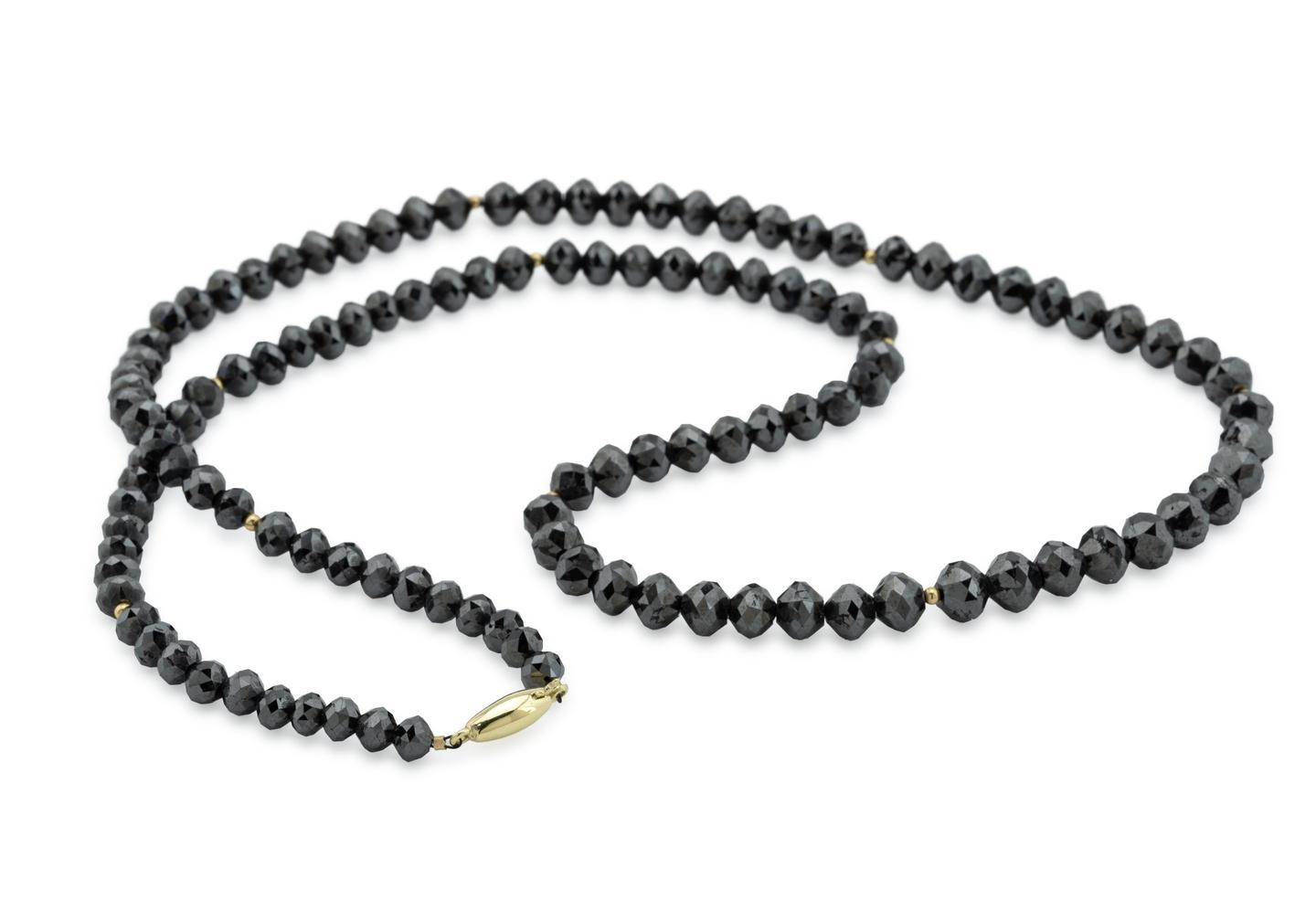 14K Black Diamond Faceted Bead Necklace