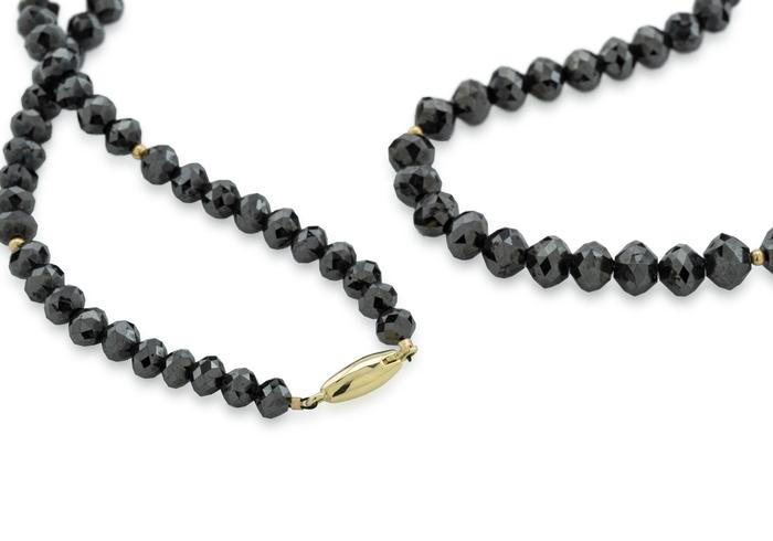 14K Black Diamond Faceted Bead Necklace