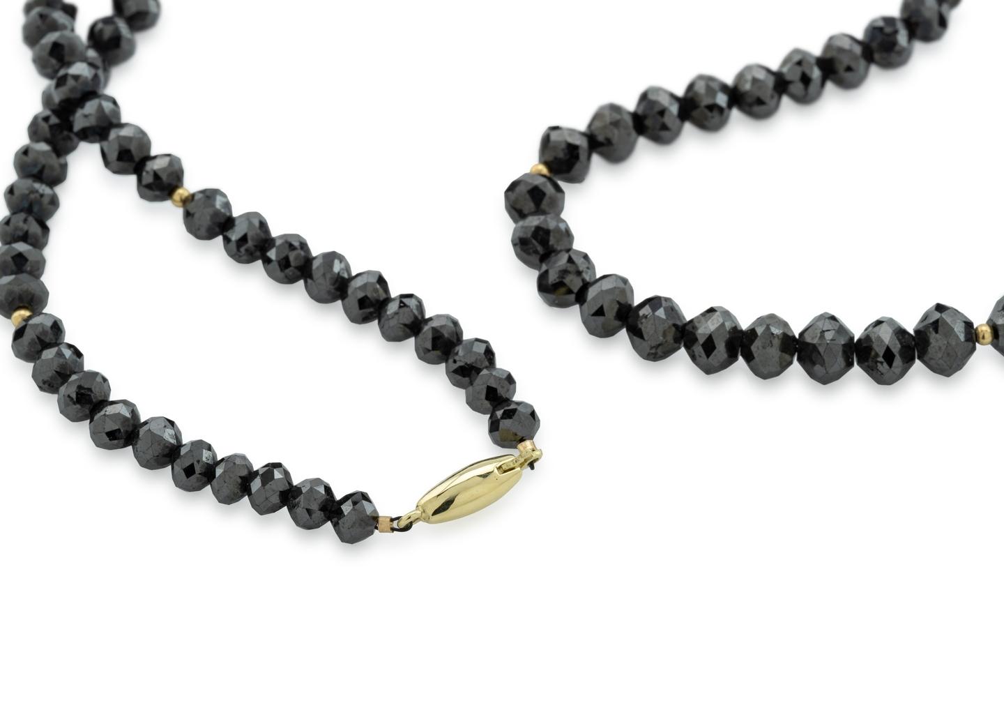 14K Black Diamond Faceted Bead Necklace