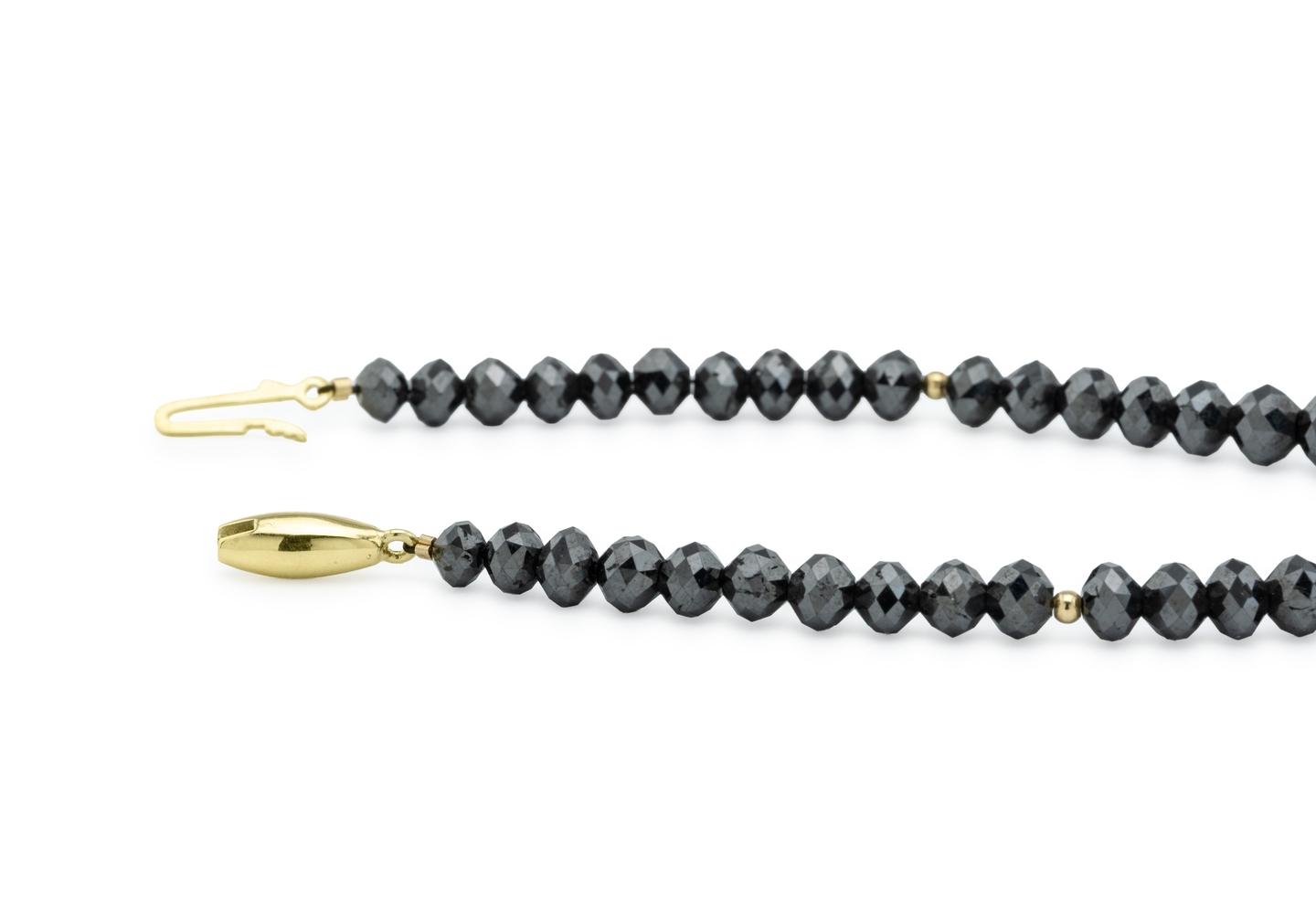 14K Black Diamond Faceted Bead Necklace