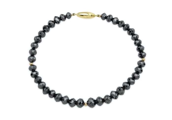 14K Black Diamond Faceted Bead Bracelet