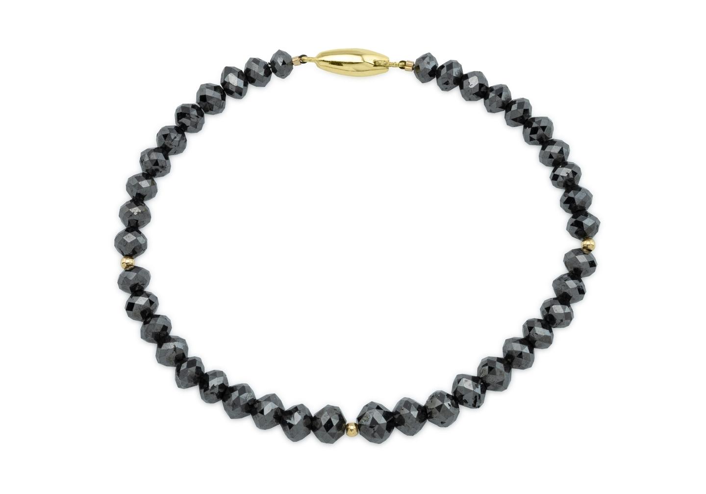 14K Black Diamond Faceted Bead Bracelet