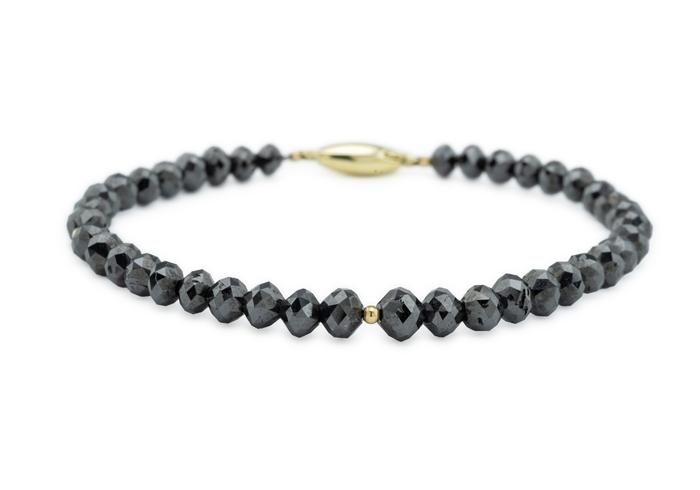 14K Black Diamond Faceted Bead Bracelet