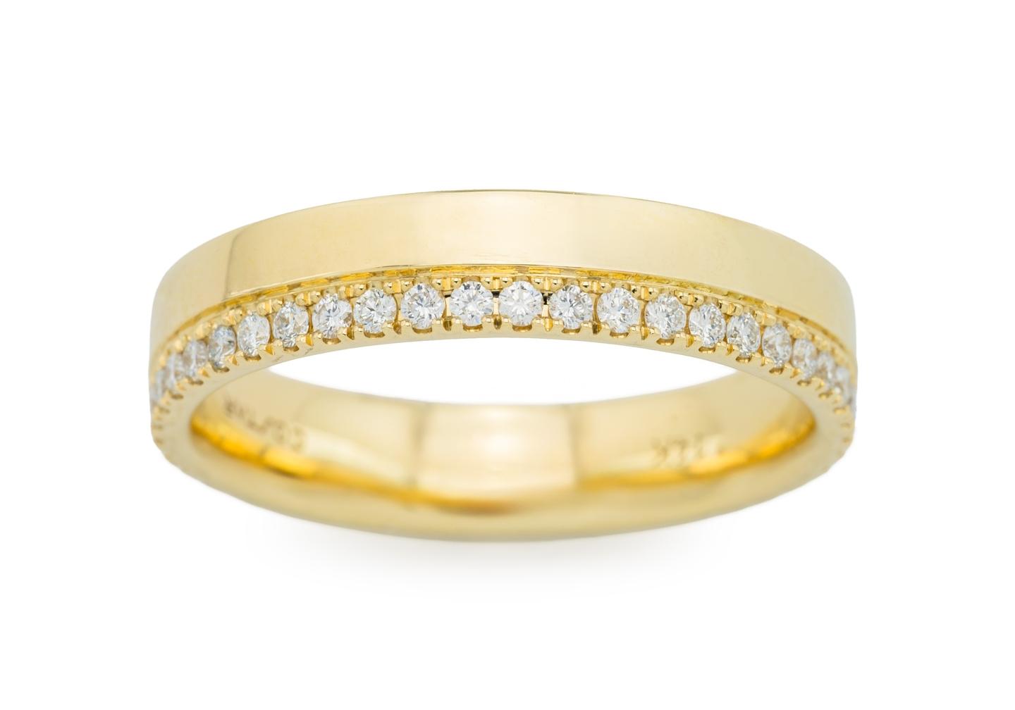 14K Diamond Line Wedding Band