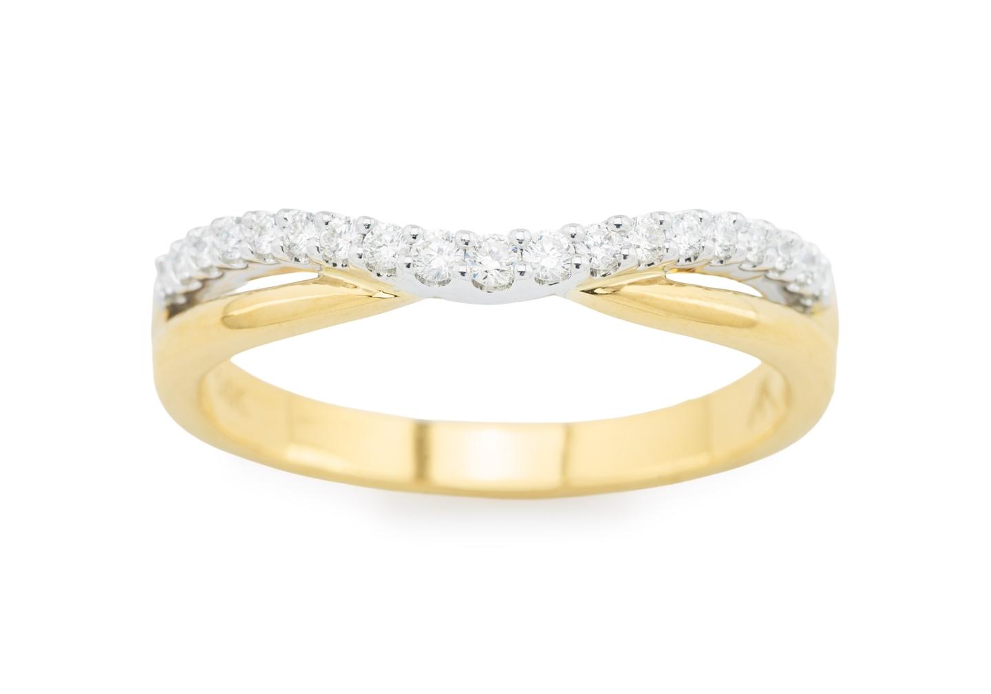 14K Diamond Curved Chevron Band