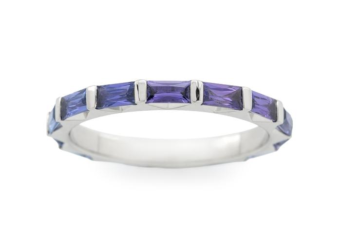 Platinum Gradient Yogo Sapphire Eternity Wedding Band | Aurum Collection