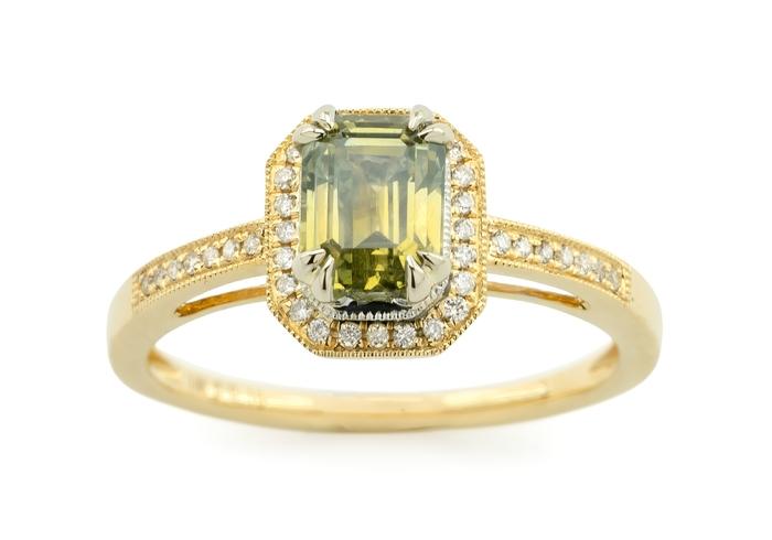 14K Two-Tone Montana Sapphire Halo Ring