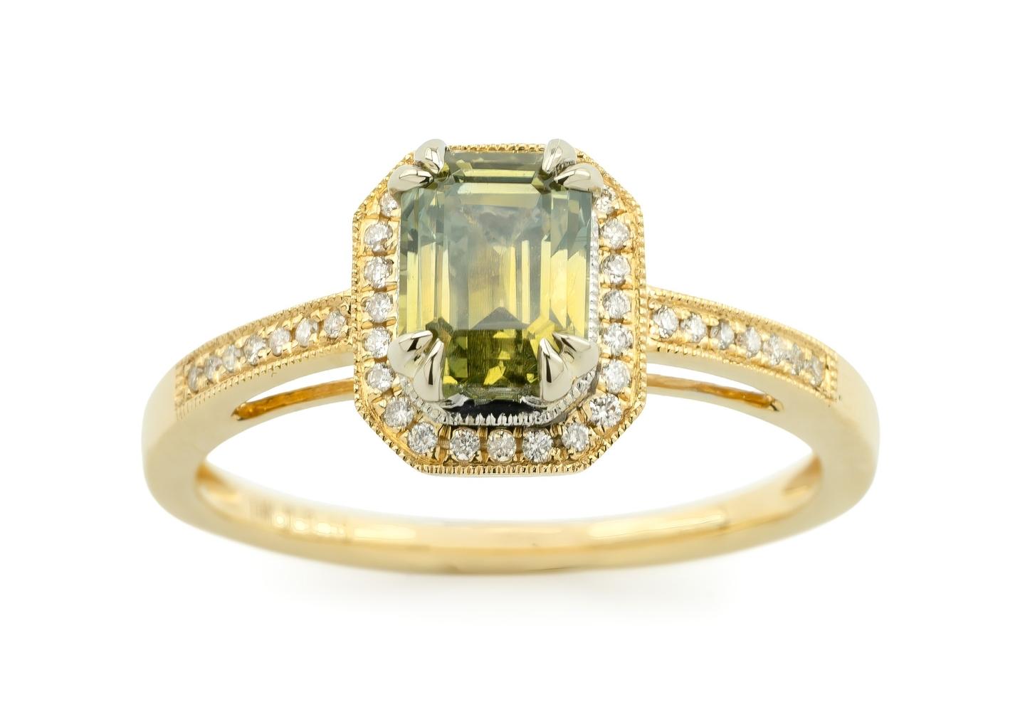 14K Two-Tone Montana Sapphire Halo Ring