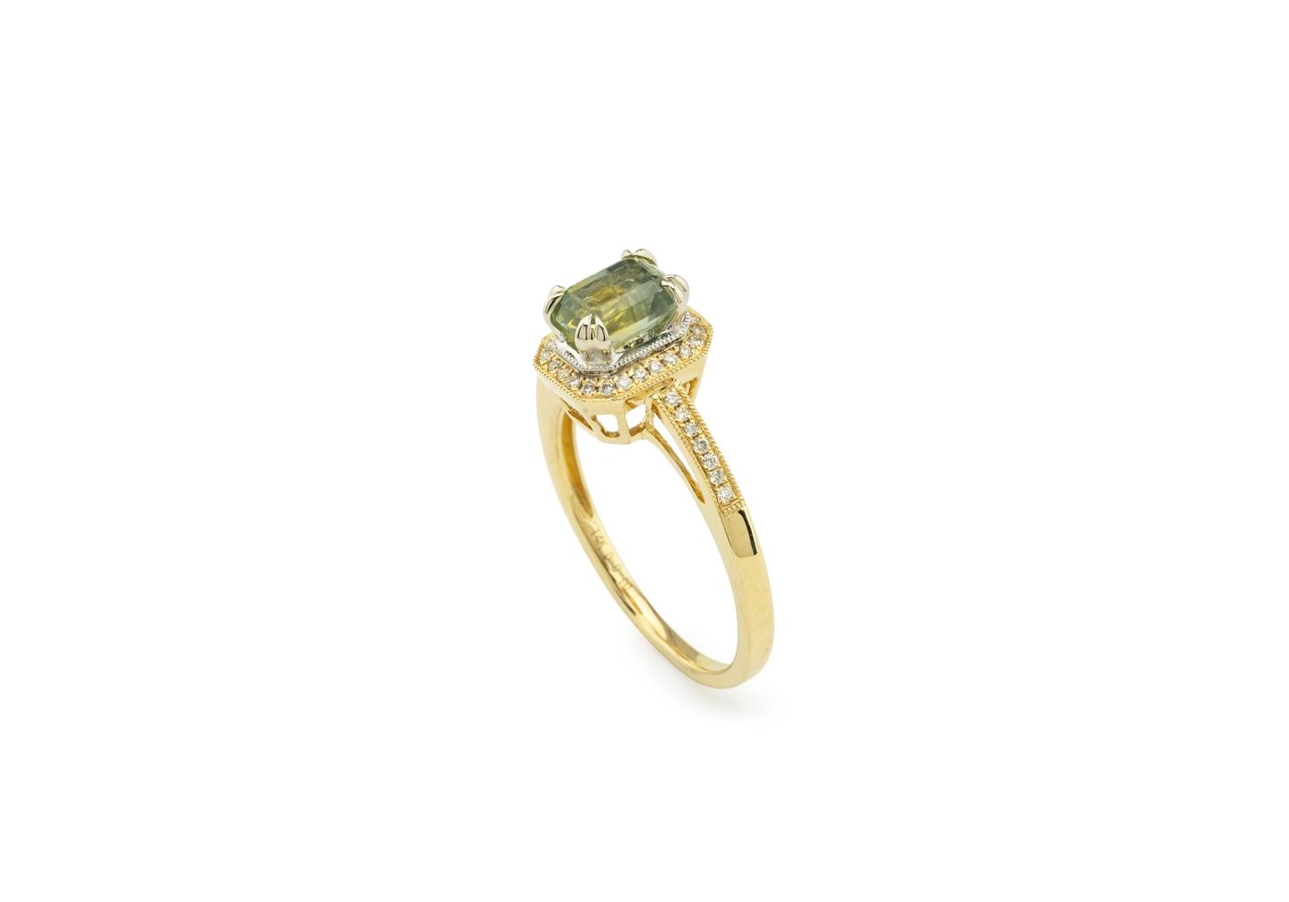14K Two-Tone Montana Sapphire Halo Ring