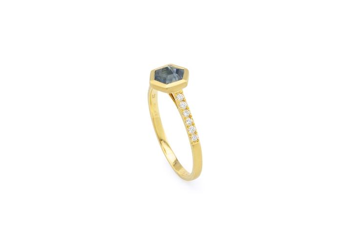 18K Yellow Gold Montana Sapphire Accented Ring