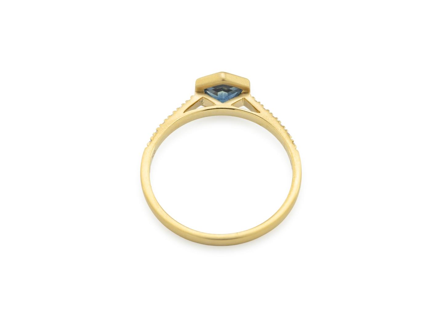 18K Yellow Gold Montana Sapphire Accented Ring