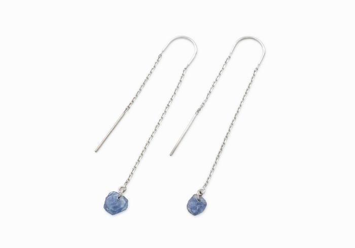 14K Rough Montana Sapphire Threader Earrings | Imperfectionist Collection