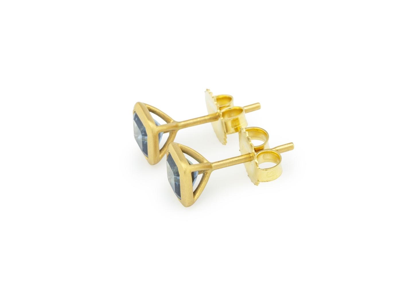 18K Emerald Cut Montana Sapphire Studs