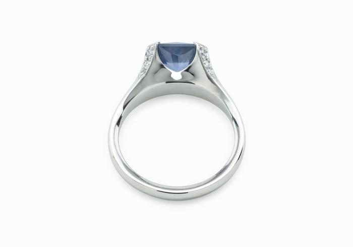 Platinum Half Bezel Set Montana Sapphire Ring