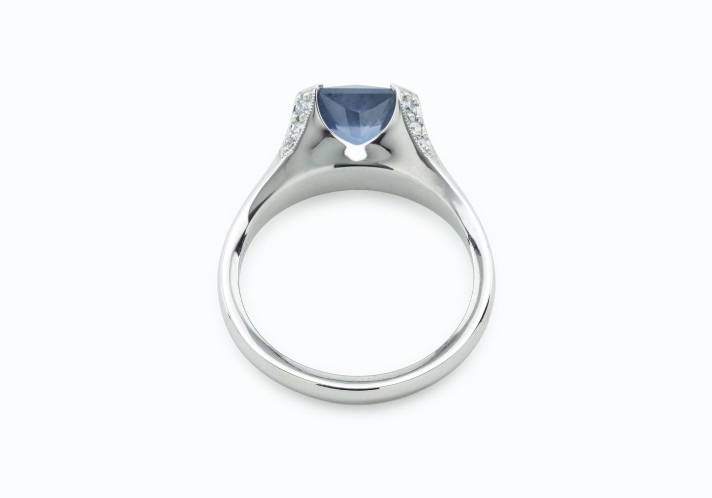Platinum Half Bezel Set Montana Sapphire Ring