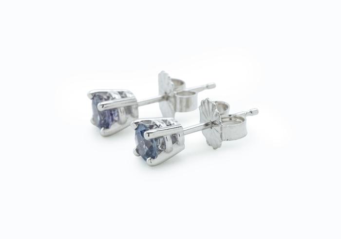 14K White Gold Montana Sapphire Stud Earrings