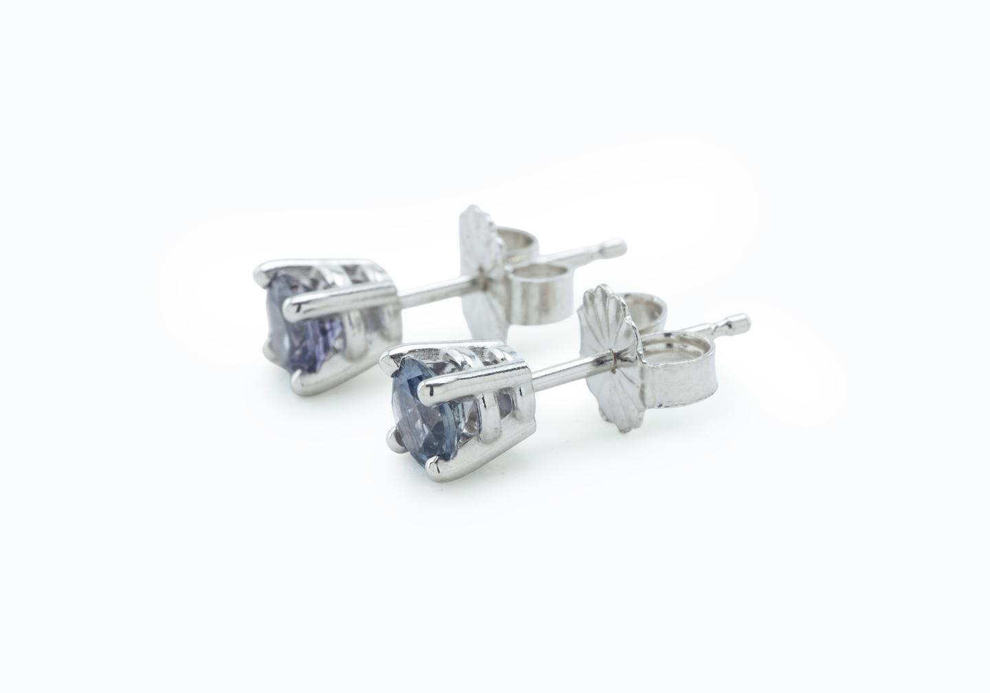 14K White Gold Montana Sapphire Stud Earrings