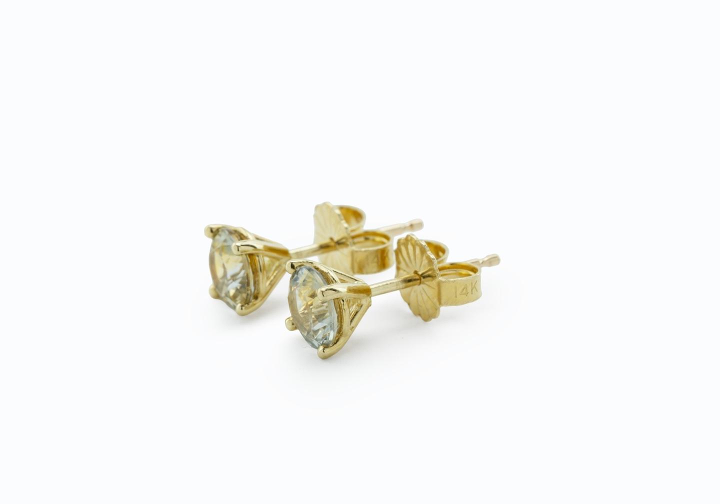 14K Yellowish Green Montana Sapphire Stud Earrings