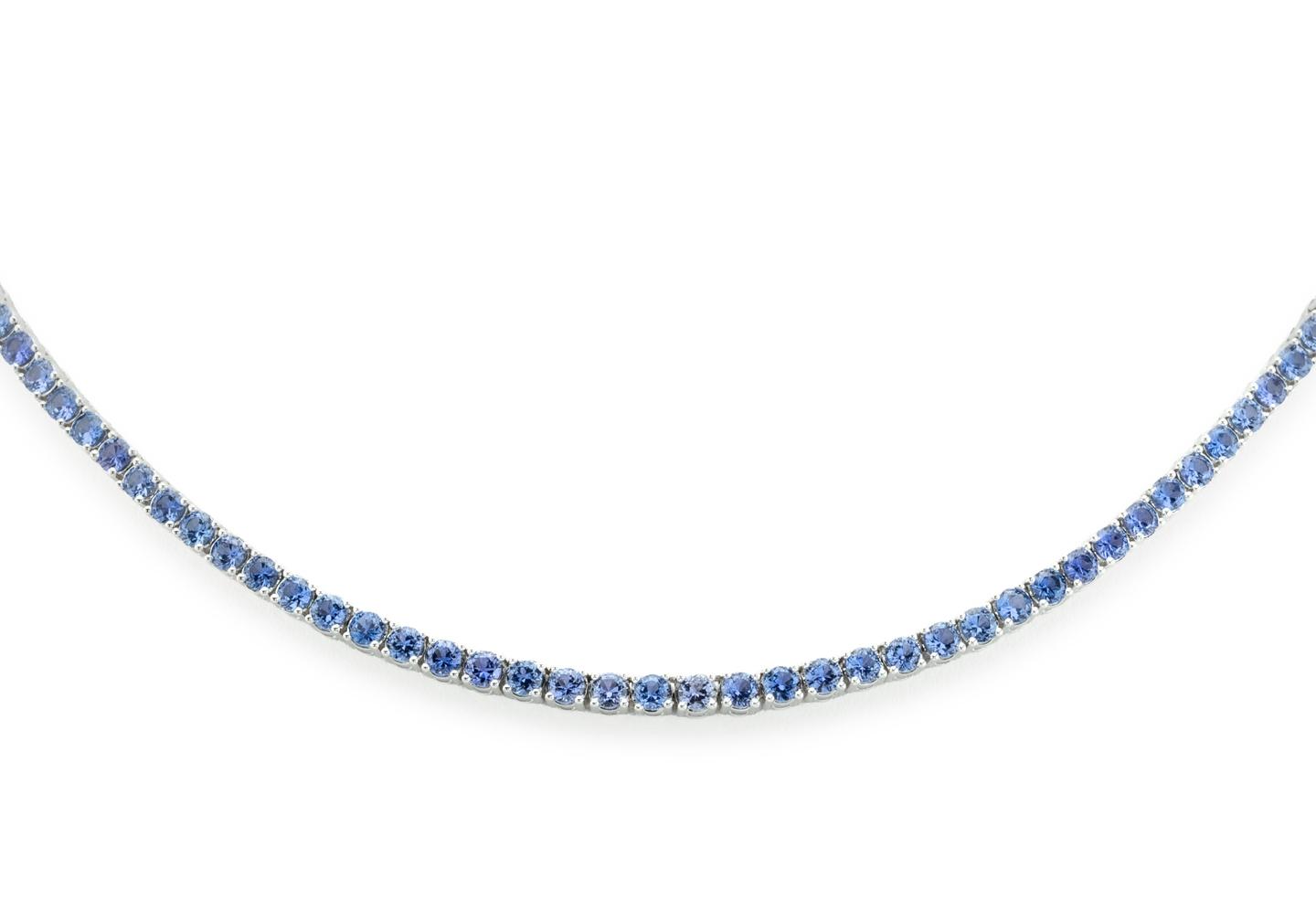 14K Yogo Sapphire Tennis Necklace