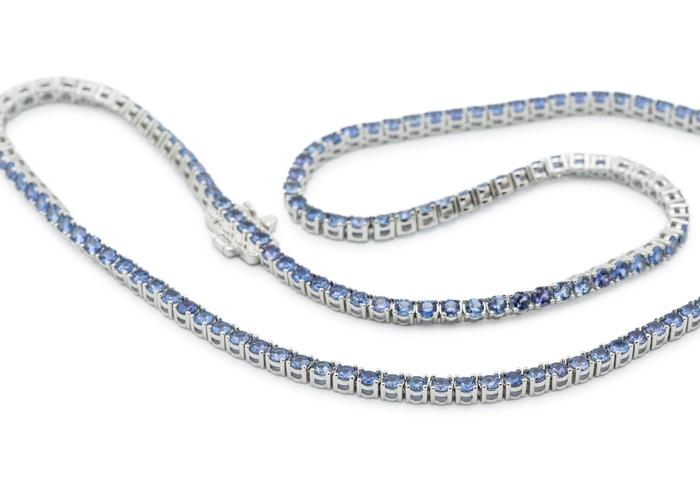 14K Yogo Sapphire Tennis Necklace