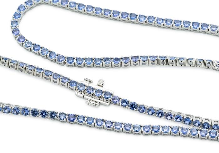 14K Yogo Sapphire Tennis Necklace