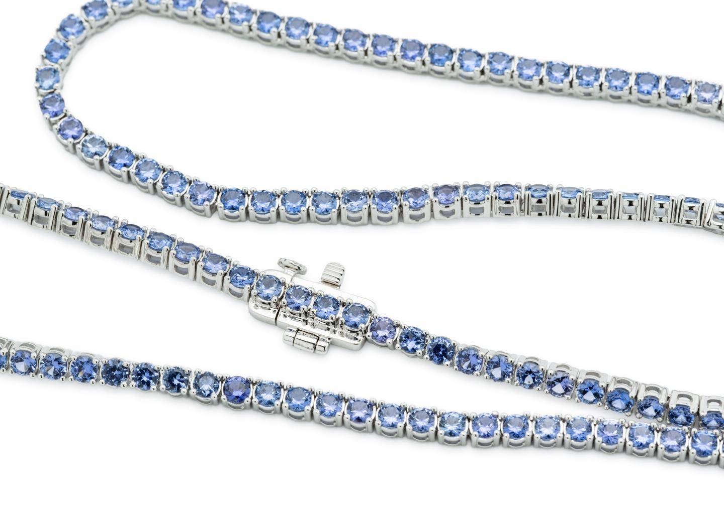 14K Yogo Sapphire Tennis Necklace